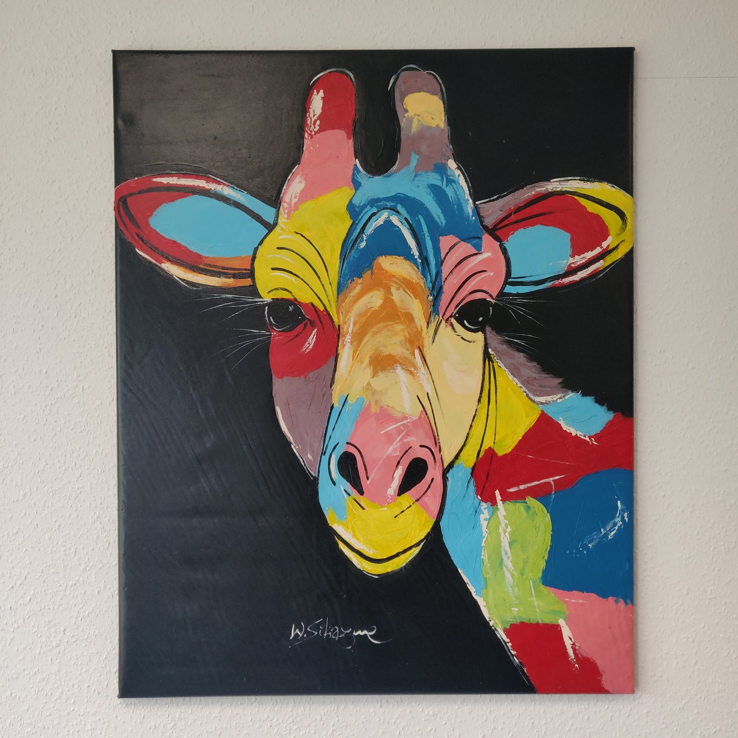 • B-Ware • 'Bunte Giraffe' 100 x 80 cm