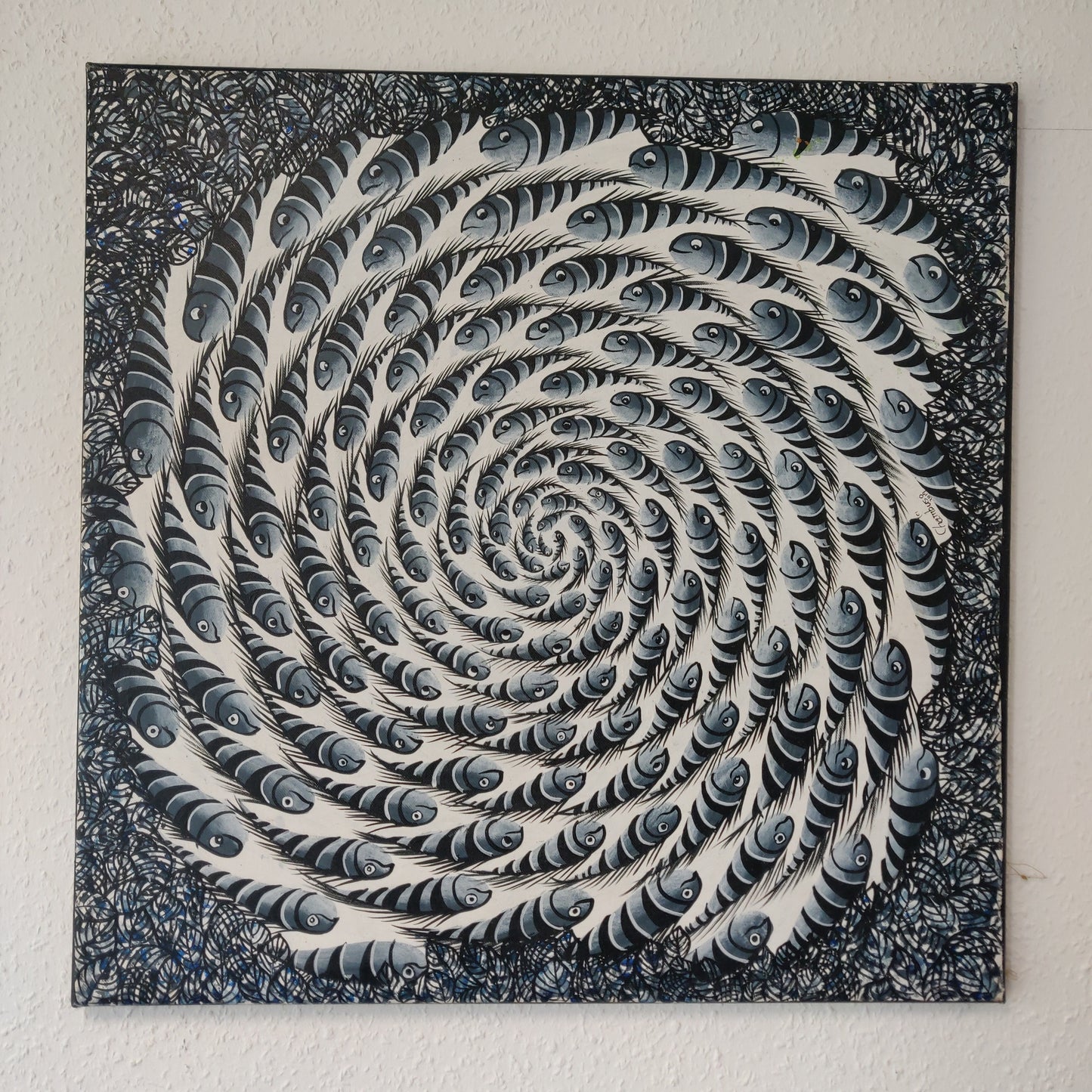 • B-Ware • 'Tinga Tinga Schwarz-weiß' 70 x 70 cm