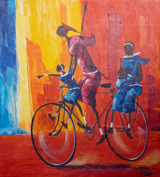 'Bike Ride' Handgemaltes Acrylgemälde