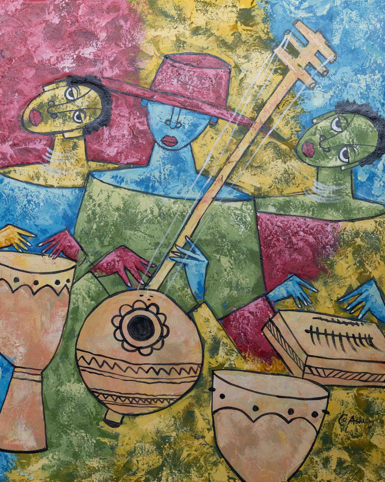 'Vibrant Music' Handgemaltes Acrylgemälde