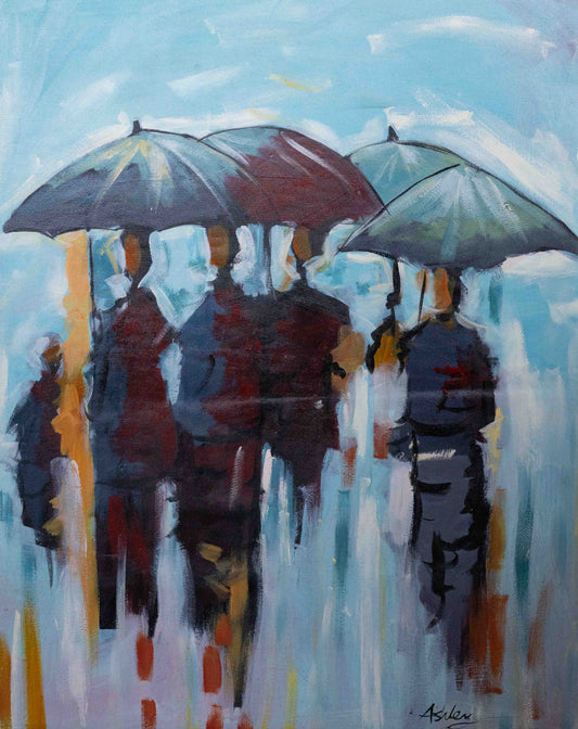 'Rainy Day' Handgemaltes Acrylgemälde