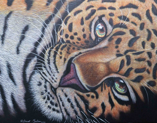 'Resting Leopard' Handgemaltes Acrylgemälde