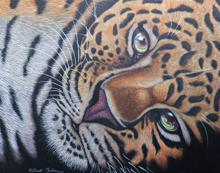 'Resting Leopard' Handgemaltes Acrylgemälde