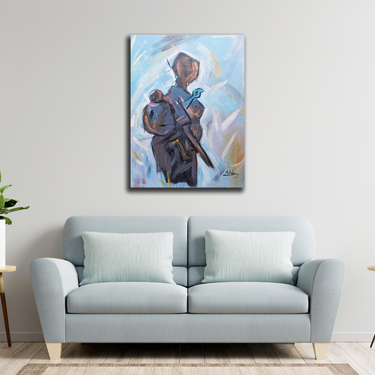 'Mother with Child' Handgemaltes Acrylgemälde