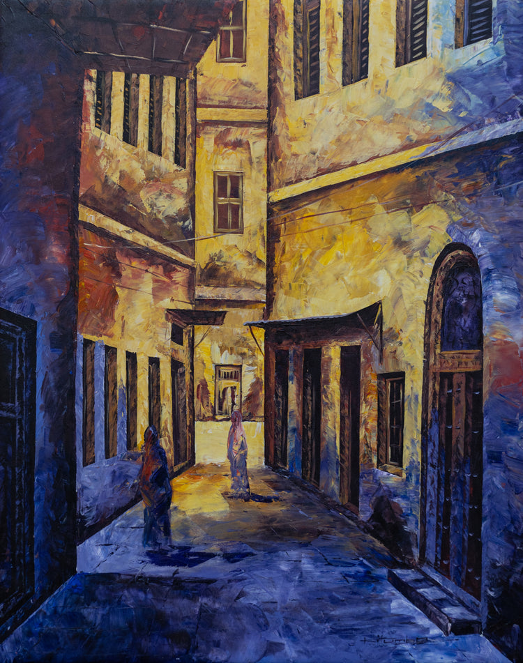 'Lanes at Sunset' Handgemaltes Acrylgemälde