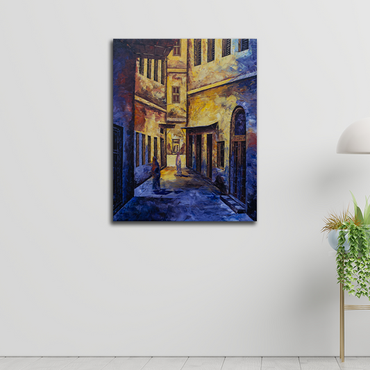 'Lanes at Sunset' Handgemaltes Acrylgemälde