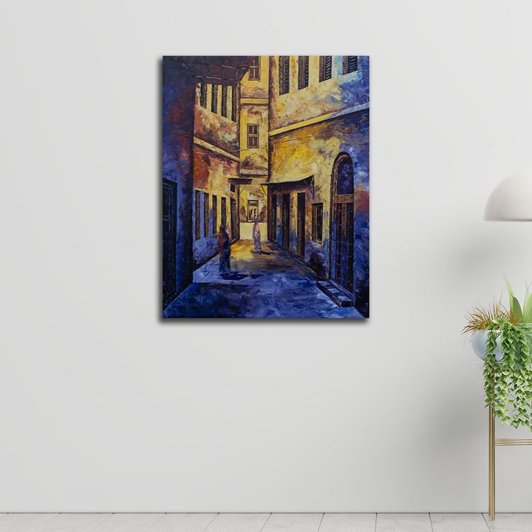 'Lanes at Sunset' Handgemaltes Acrylgemälde