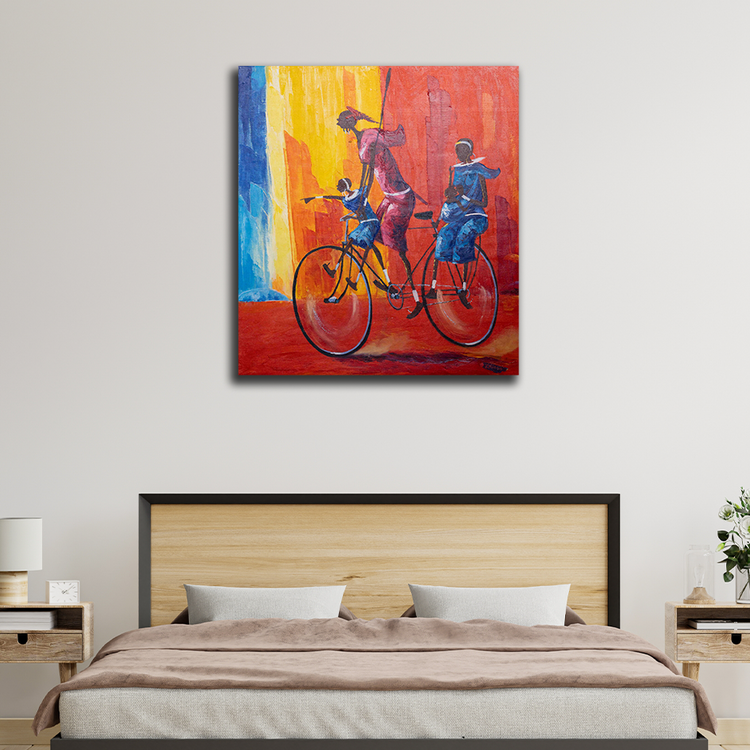 'Bike Ride' Handgemaltes Acrylgemälde