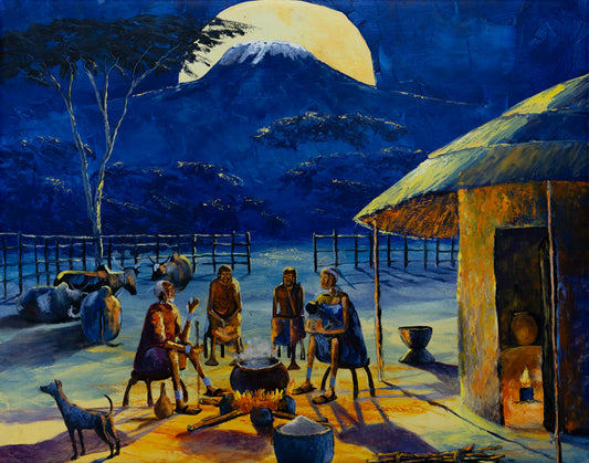 'Massai Boma' Handmaltes Acrylgemälde