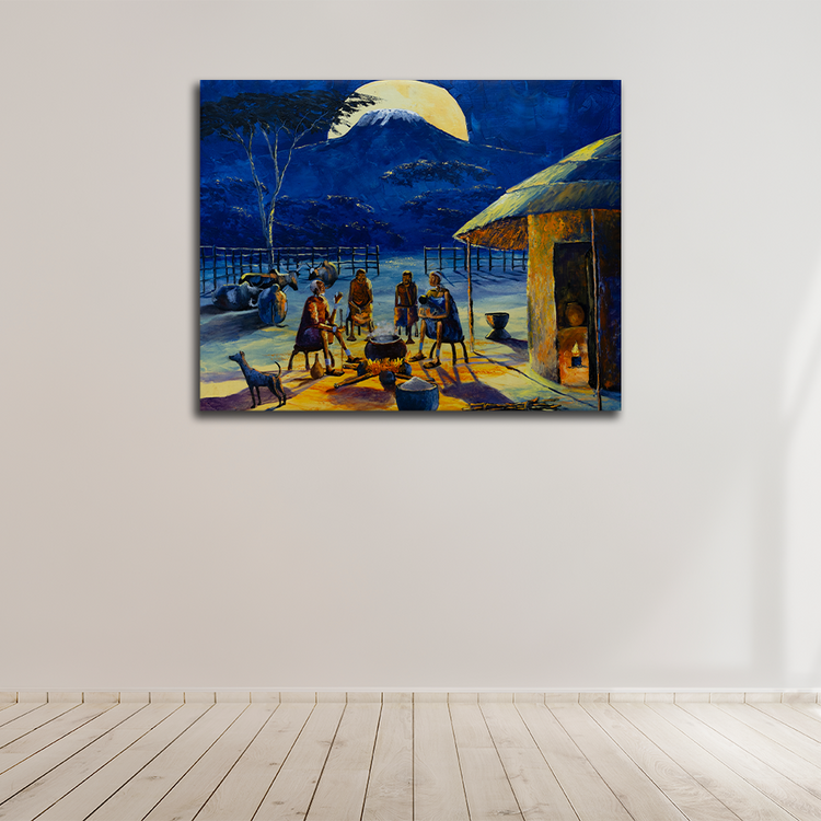 'Massai Boma' Handmaltes Acrylgemälde