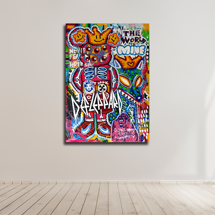 “Niño Rosa y Lobo azul” Handgemaltes Acrylgemälde