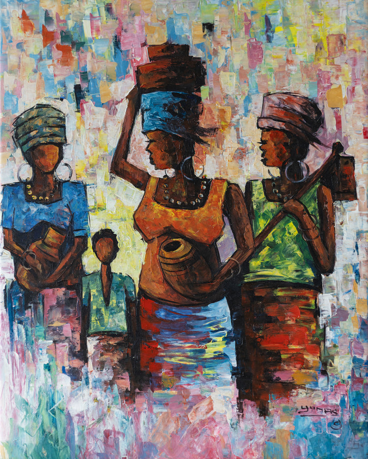 'Fetching Water' Handgemaltes Acrylgemälde