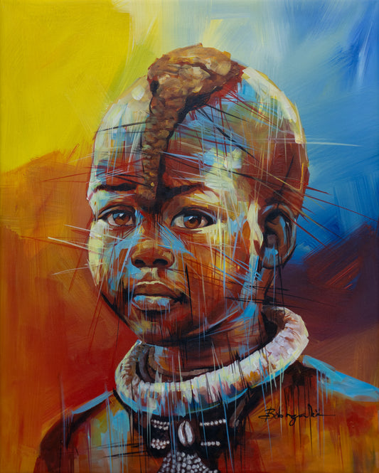 'Massai Boy' Handgemaltes Acrylgemälde 100x80 cm