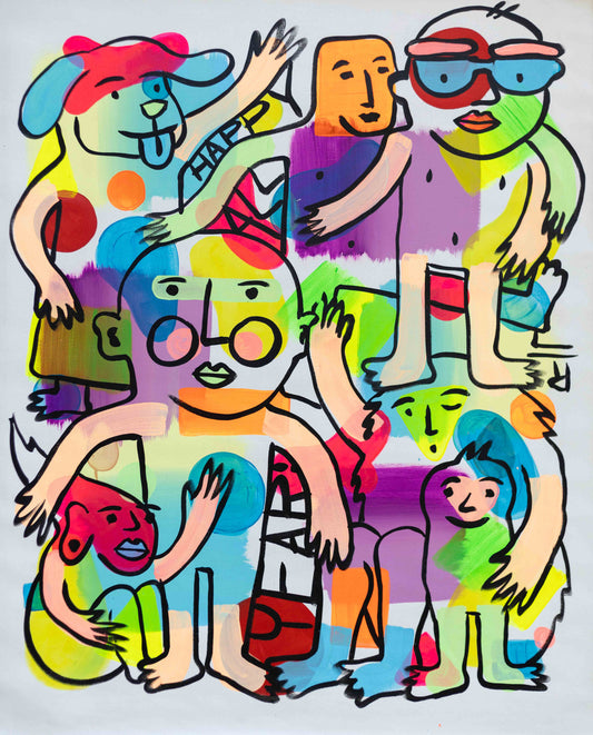 'Happy All Year' Handgemaltes Acrylgemälde