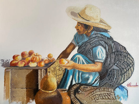 'Vendedor de Cuetzalan, Puebla' Handgemaltes Ölgemälde
