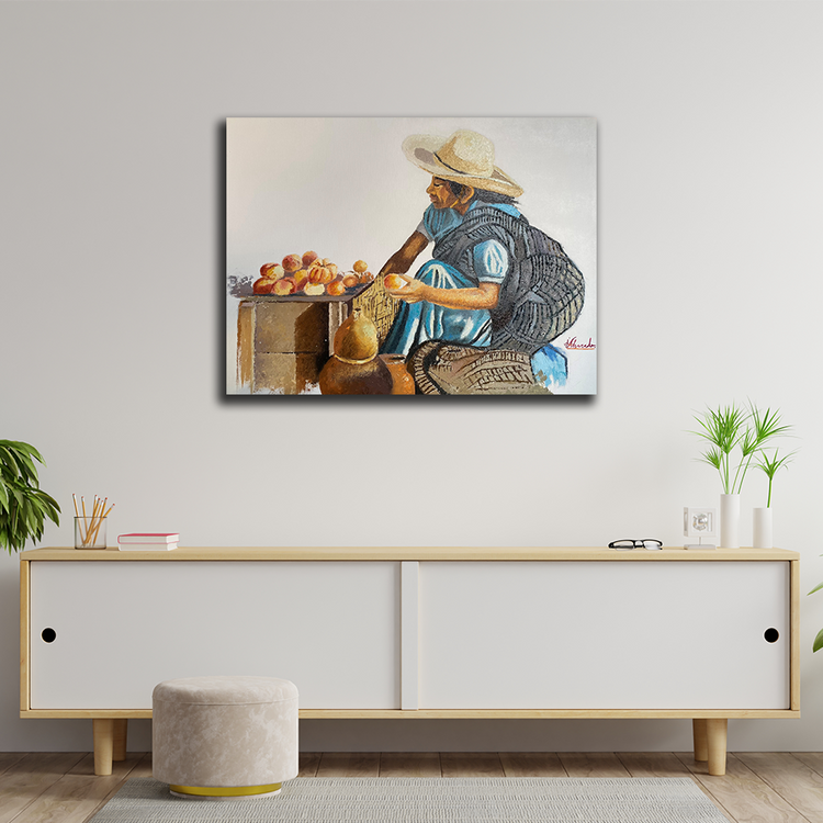 'Vendedor de Cuetzalan, Puebla' Handgemaltes Ölgemälde