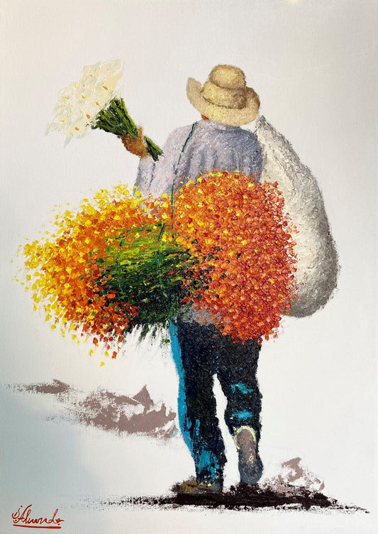 'Vendedor de Flores de Cempasúchil' Handgemaltes Ölgemälde