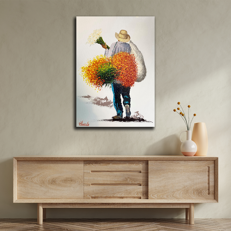'Vendedor de Flores de Cempasúchil' Handgemaltes Ölgemälde