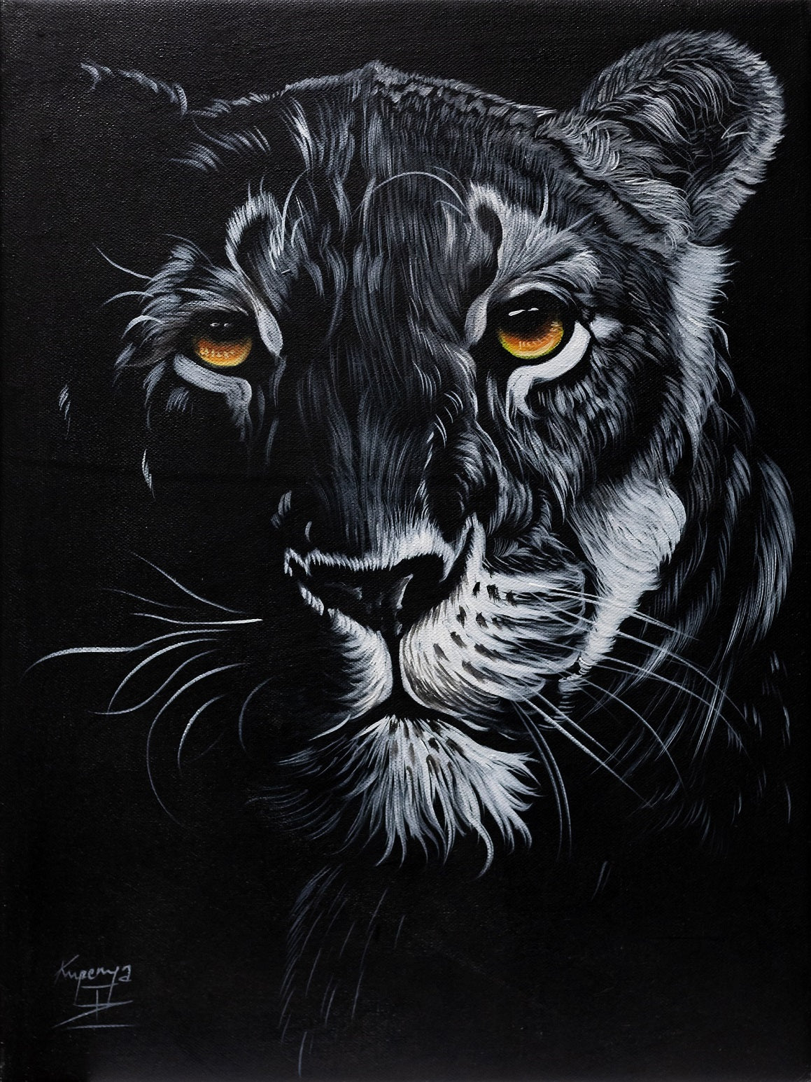 Handmade painting 'Level-headed Lioness'