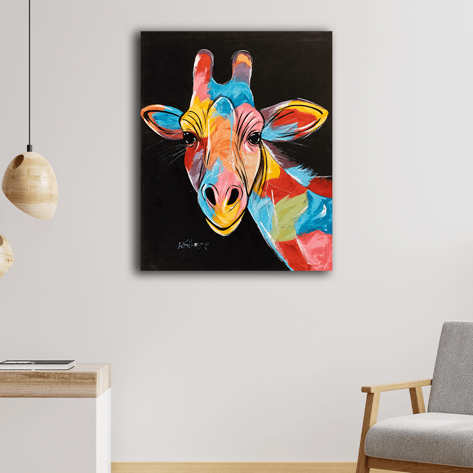 'Bunte Giraffe' Handgemaltes Gemälde