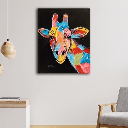 'Colorful Giraffe' Handgemaltes Acrylgemälde