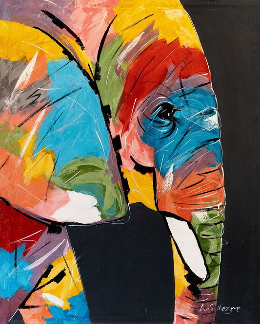 'Colorful Elephant' Handgemaltes Acrylgemälde