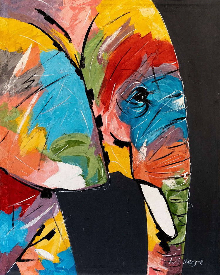 'Colorful Elephant' Handgemaltes Acrylgemälde