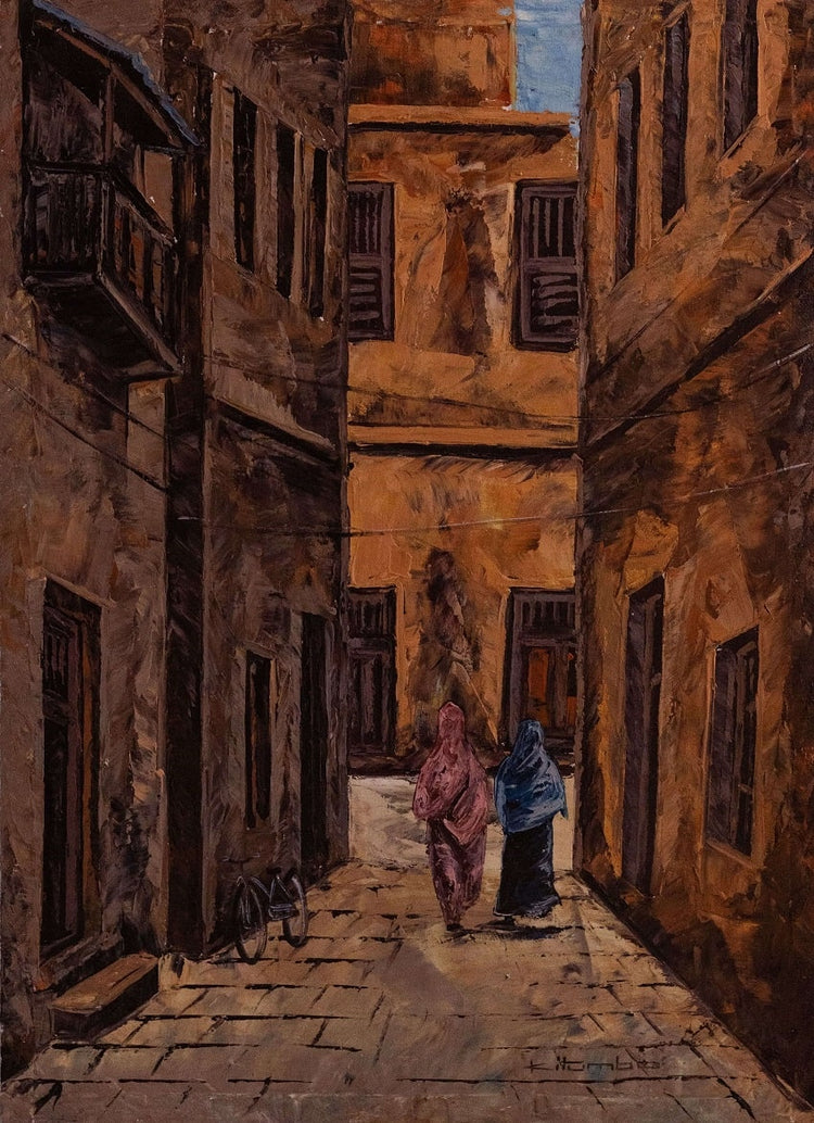 'Lanes in Zanzibar' Handgemaltes Acrylgemälde