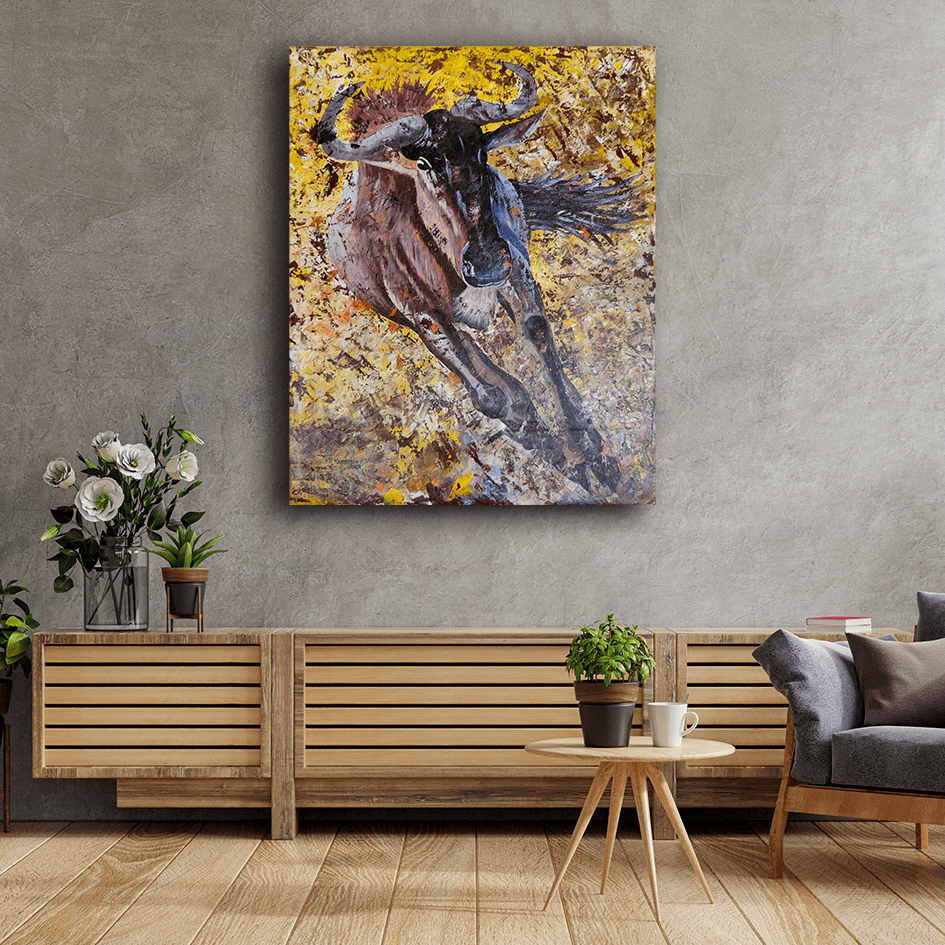 Handmade painting 'Wildebeest'