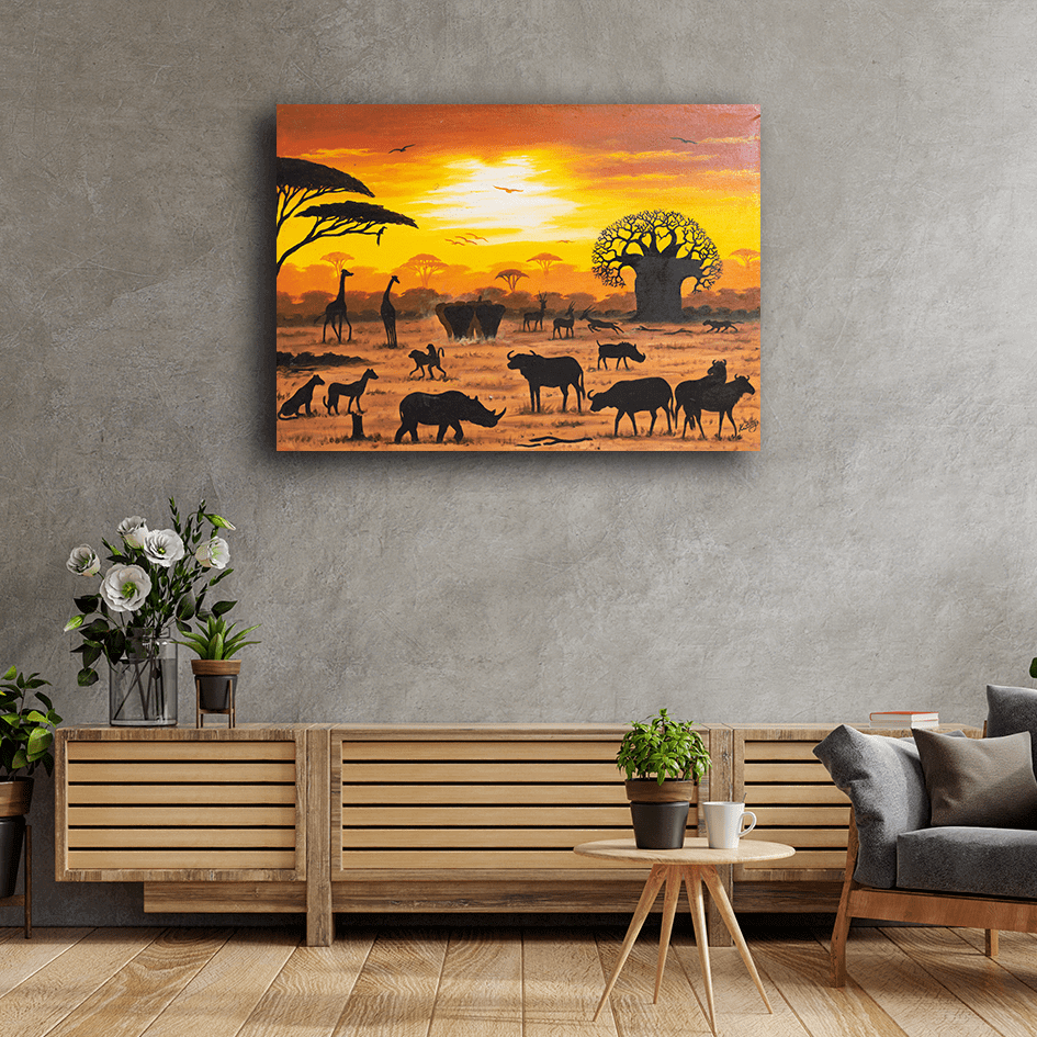 Handmade Painting 'Animal Community'