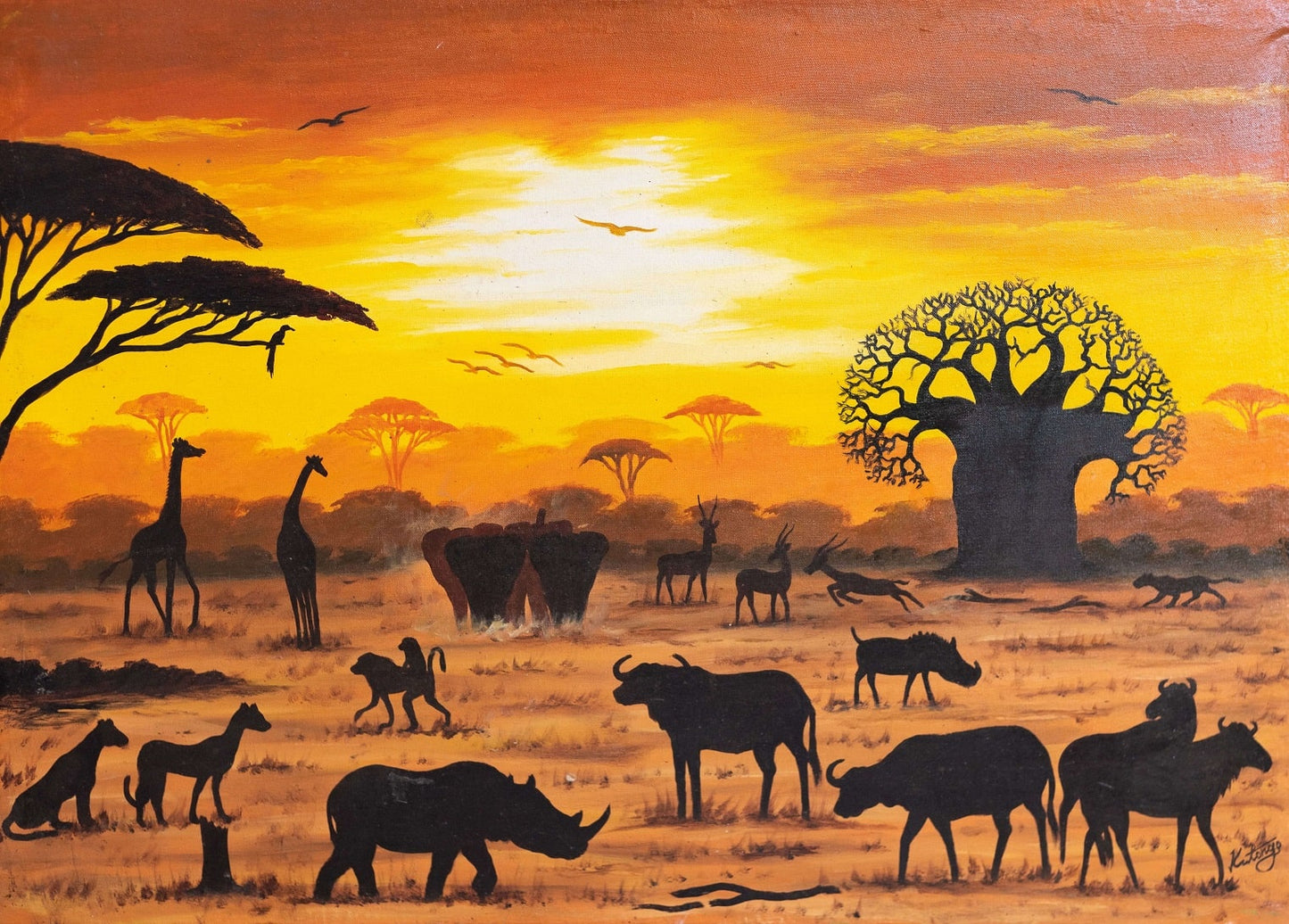 Handmade Painting 'Animal Community'