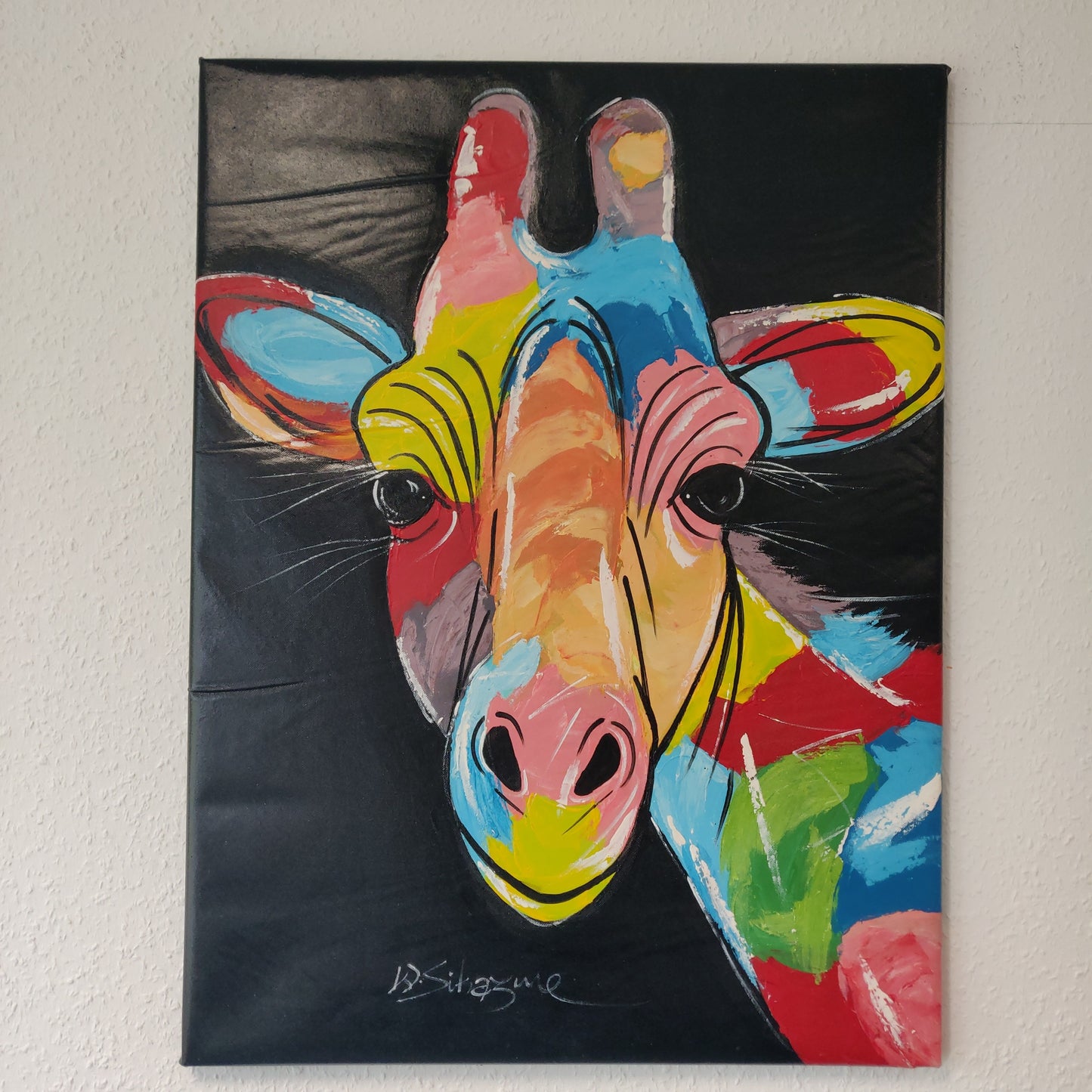 • B-Ware • 'Bunte Giraffe' 80 x 60 cm