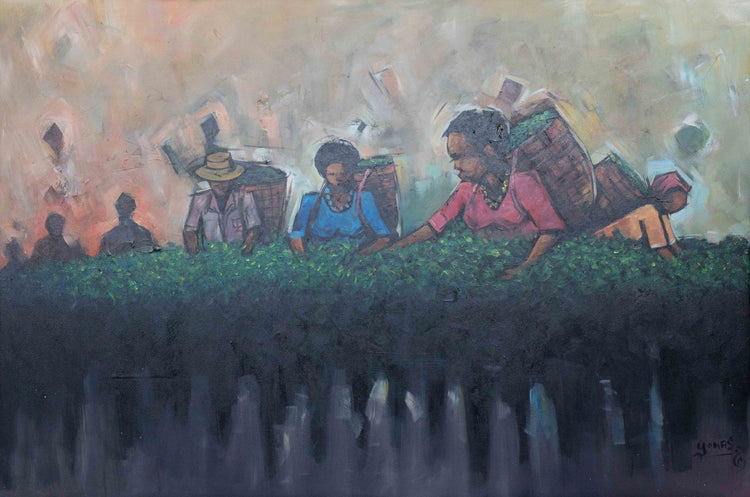 'Tea Harvesting' Handgemaltes Acrylgemälde