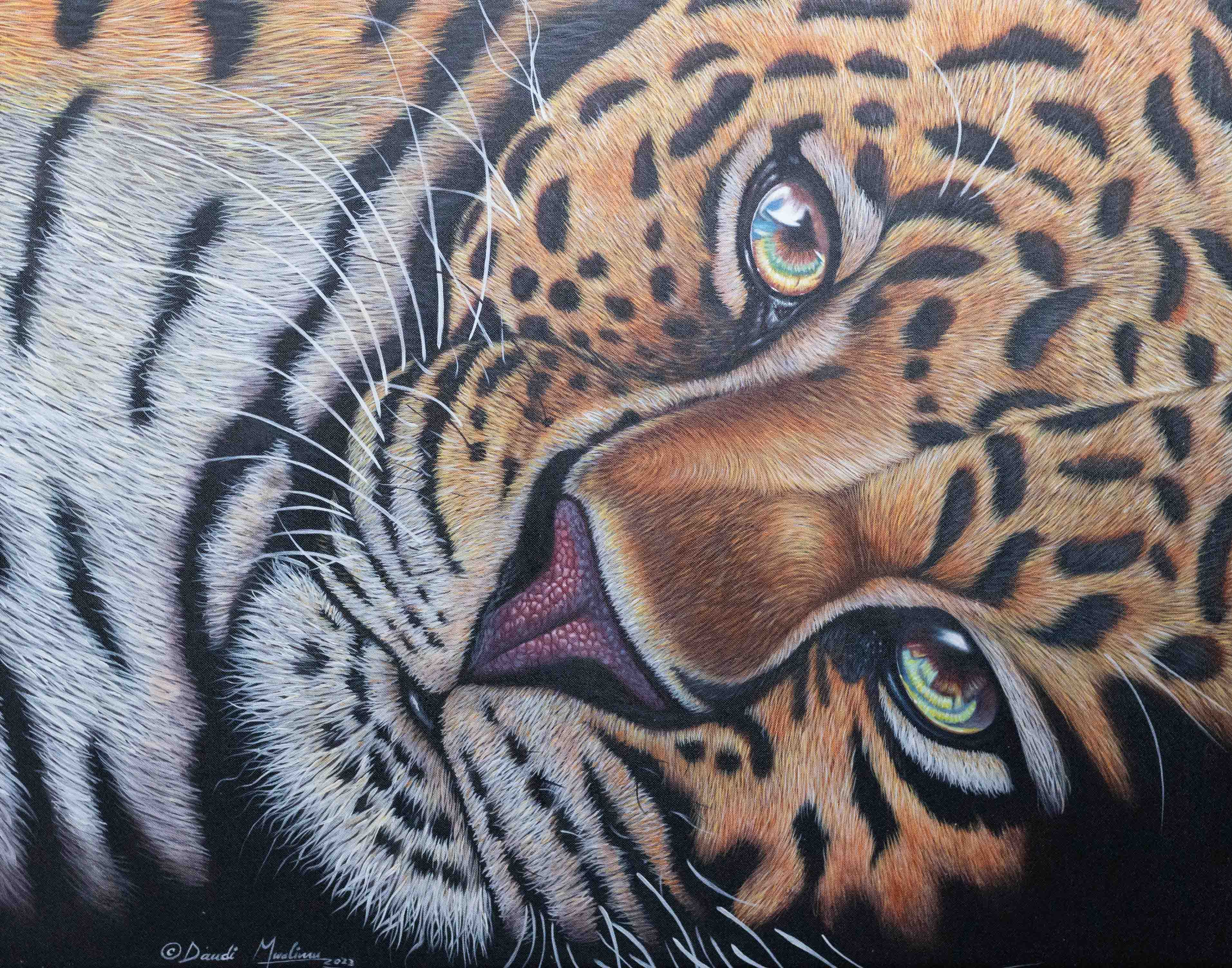 'Resting Leopard' Handgemaltes Acrylgemälde