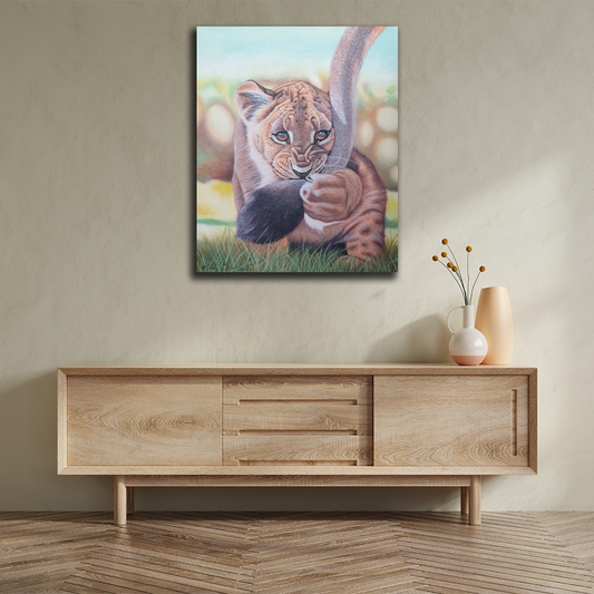'Baby Lion' Handgemaltes Acrylgemälde