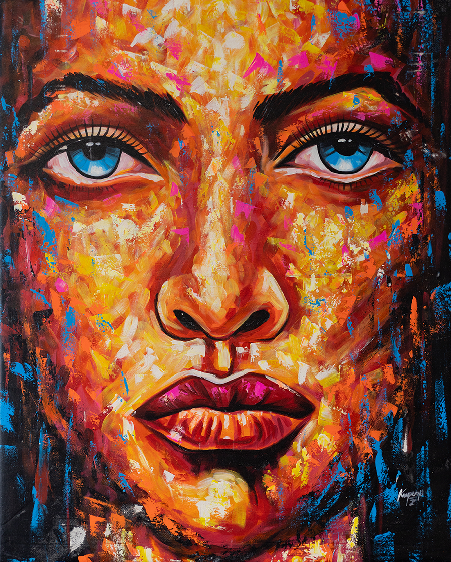 Handmade painting 'Mosaic Woman'