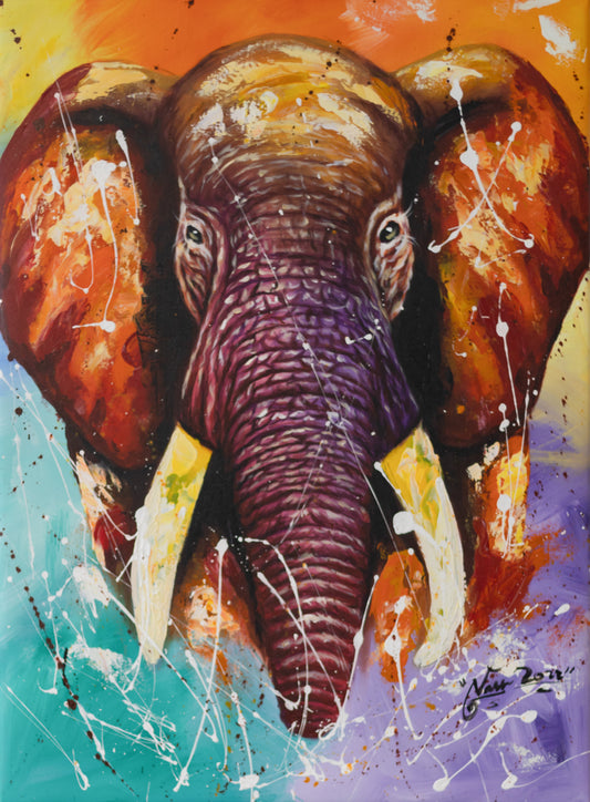 'Farbenfroher Elefant' Handgemaltes Acrylgemälde