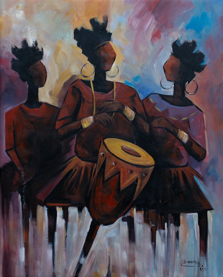 'Female Drummers' Handgemaltes Acrylgemälde