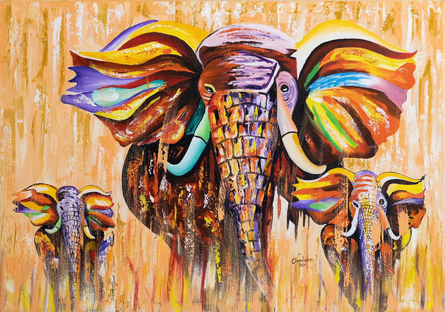 'Elefantentraum' Handgemaltes Acrylgemälde