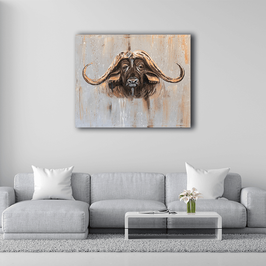 Handmade painting 'Wise Buffalo'