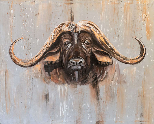 Handmade painting 'Wise Buffalo'