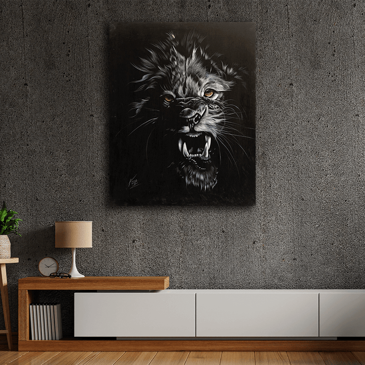 Handmade Painting 'Roaring Lion'