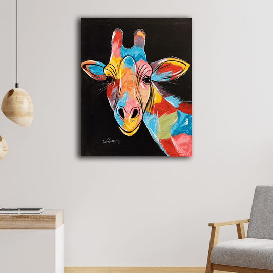 'Bunte Giraffe' Handgemaltes Acrylgemälde