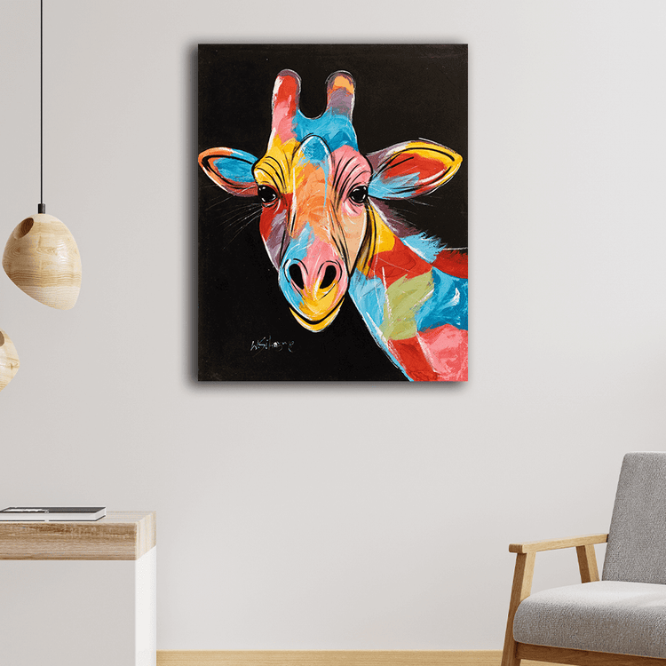 Handmade Painting 'Colorful Giraffe'