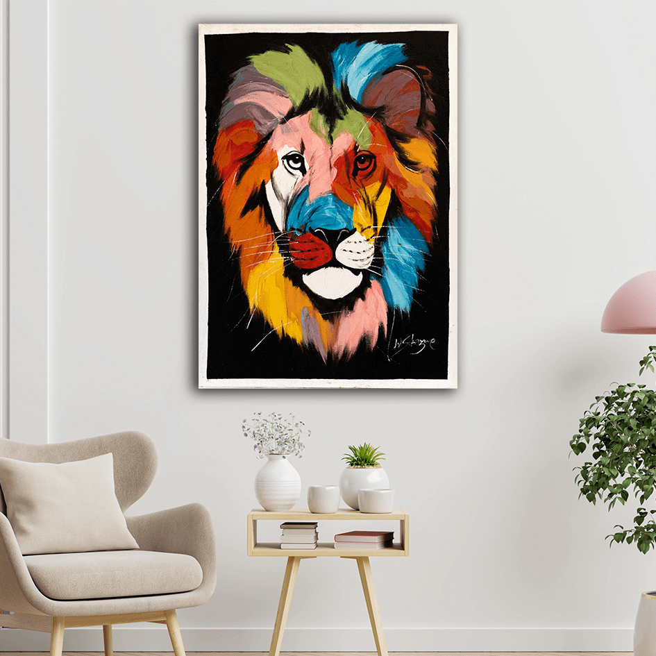 Handmade painting 'Colorful Lion'