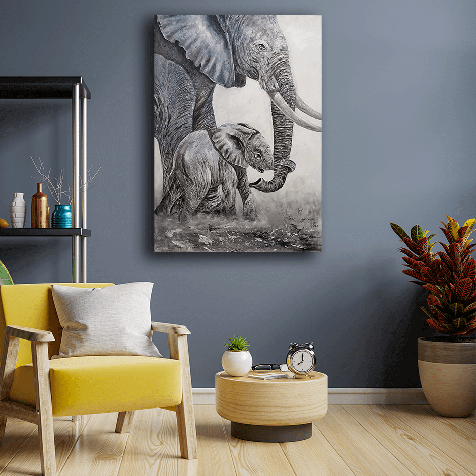 "Elefanten Baby" Handgemaltes Acrylgemälde