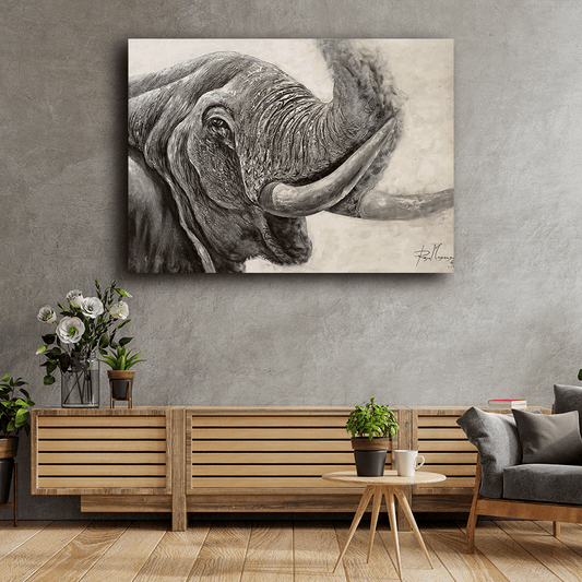 'Trompetender Elefant' Handgemaltes Acrylgemälde