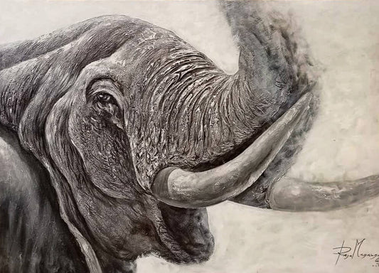 'Trompetender Elefant' Handgemaltes Acrylgemälde