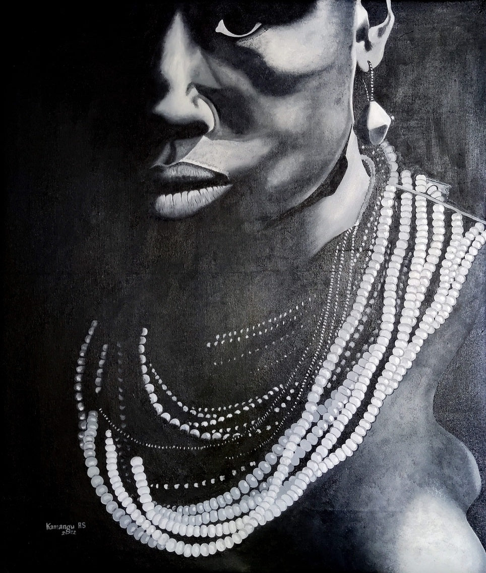 'Entschlossener Massai' Handgemaltes Acrylgemälde