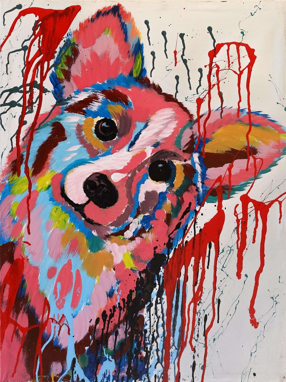 'Fröhlicher Hund' Handgemaltes Gemälde